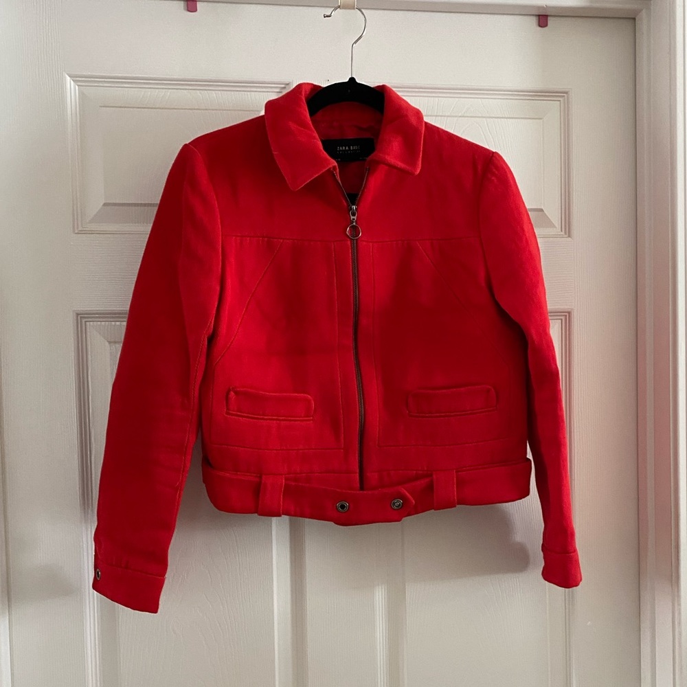 Zara Cropped Biker Jacket Sz M